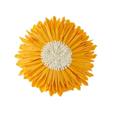 AUQ Sunflower Pillow Cover,Soft Velvet Throw Pillow Case with Hidden Zipper,Luxury Round Decorative Cushion for Sofa,Bed,Living Room Decor,Yellow