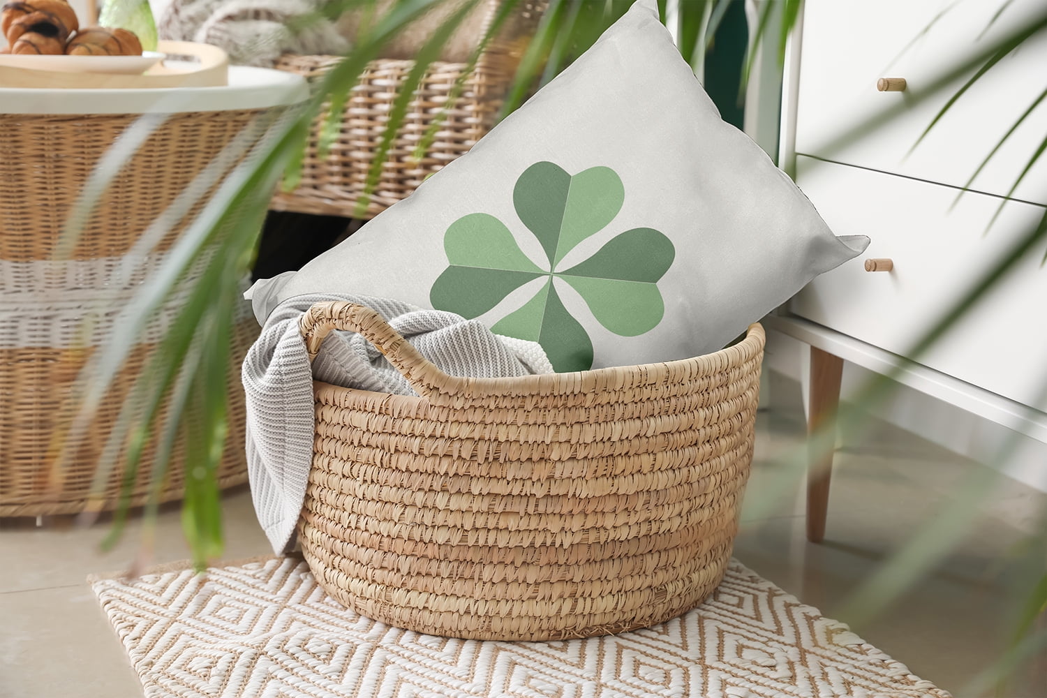 Simply Daisy 14" x 20" Lucky Clover St. Patrick's Day Decorative Lumbar Pillow