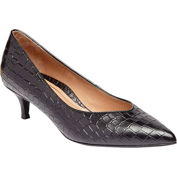Vionic - Women's Vionic Josie Kitten Heel Pump Black Croc Leather 8 M