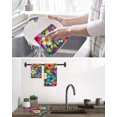 thumbnail image 5 of Colorful Flowers Kitchen Dish Towels for Drying Dishes Set of 2, Spring Floral Watercolor Blue Waffle Weave Microfiber Hand Tea Bathroom Towels Quick Dry & Absorbent Towel 15.7x23.6, 5 of 7