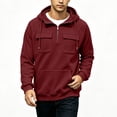thumbnail image 6 of Hngshg Men's Hooded Sweatshirts Big and Tall Long Sleeve Quarter Zip Tops Textured Drawstring Pullover Hoodies, 6 of 7