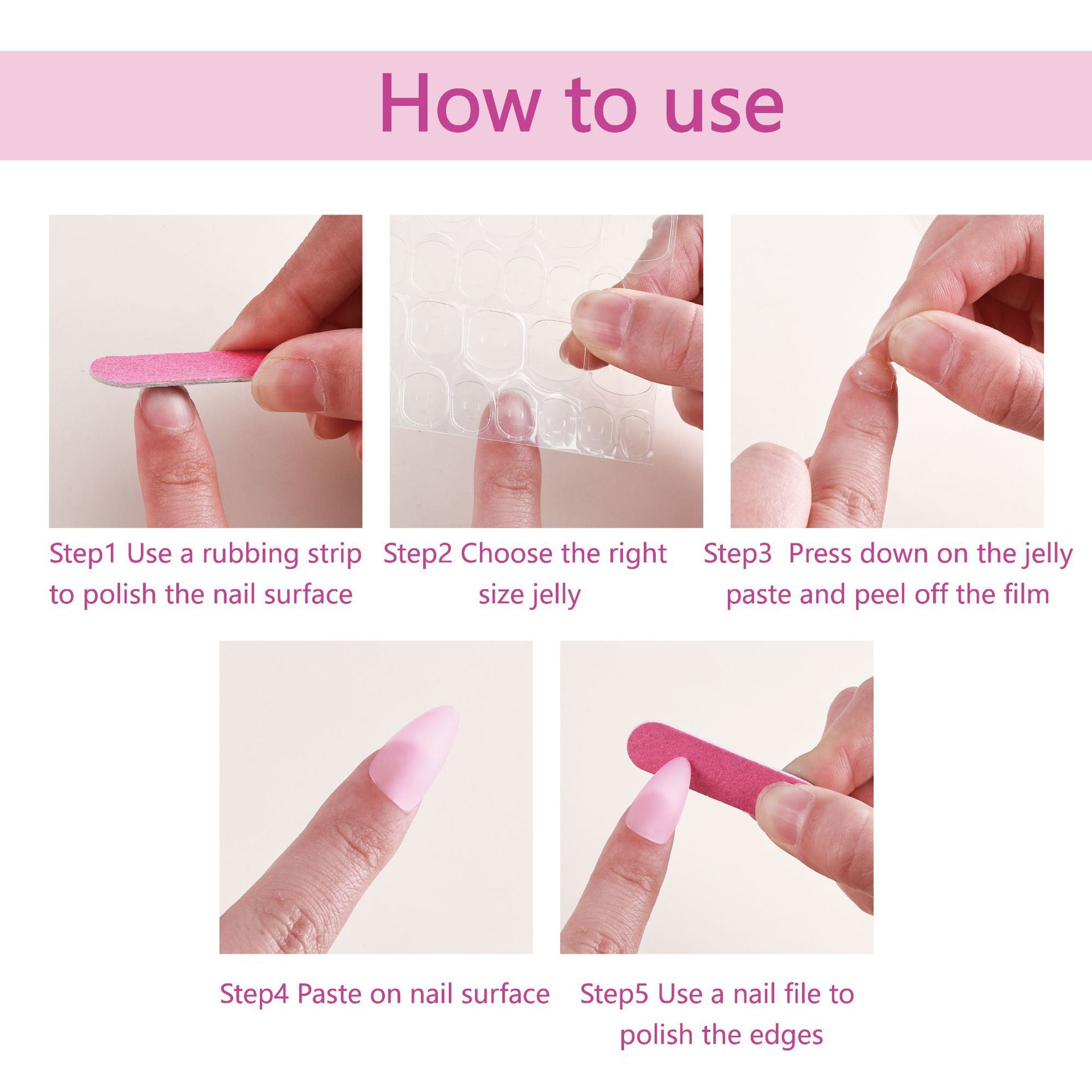 Yoyauz 24PCS French Pointed Nail, Short Fake Nail, Square Needle