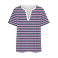 thumbnail image 4 of ALLLIST Striped Cute Summer Tops for Women Pink Notch Neck Short Sleeve Button Oversized Casual T-Shirts Womens Tees, 4 of 4