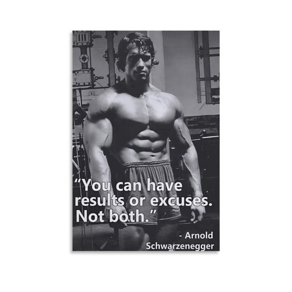 Arnold Schwarzenegger Poster Motivational Quotes Bodybuilding Canvas Poster Home Office Gym Posters Room Decor(12"Lx18"W Unframed)