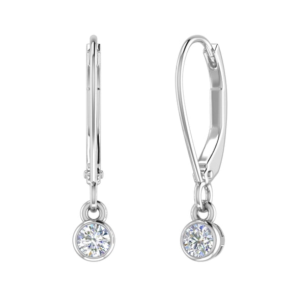 1/4 Carat Diamond Lever-back Drop Earrings in 14K White Gold (SI1-SI2 Clarity)