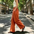 thumbnail image 5 of Stralyhd Wide Leg Womens Pants Work High Waisted Palazzo Pants Summer Trendy Trousers Pleated Loose Pant with Pockets Saffron S, 5 of 5