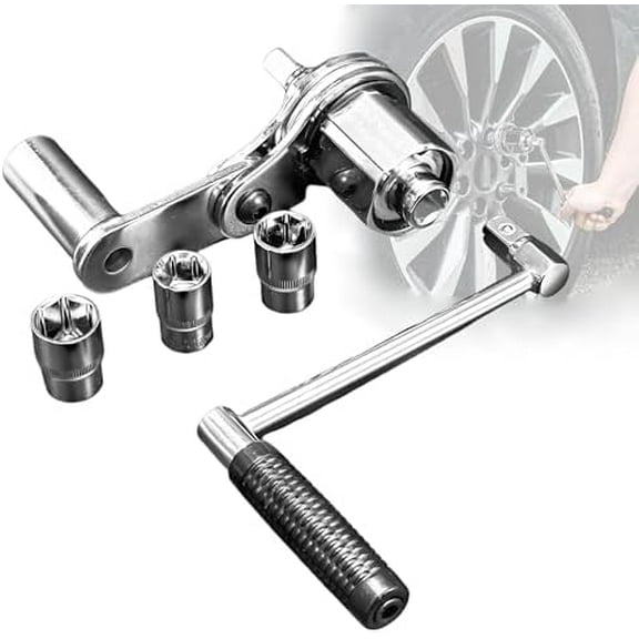 Torque Multiplier, 1/2 Drive Hand Cranking Lug Nut Removal Tool, Portable Lug Nut Torque Wrench Set with 17/19/21mm Sockets for Sedan SUV Van Mini Truck (Upgrade, More Labor-saving)