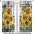 thumbnail image 3 of Sunflower Curtains, Rustic Sun Flower on Wood Window Treatments for Living Room, Yellow Floral Blackout Farmhouse Country Drapes 2 Panel Sets,52x84 Inch, 3 of 6