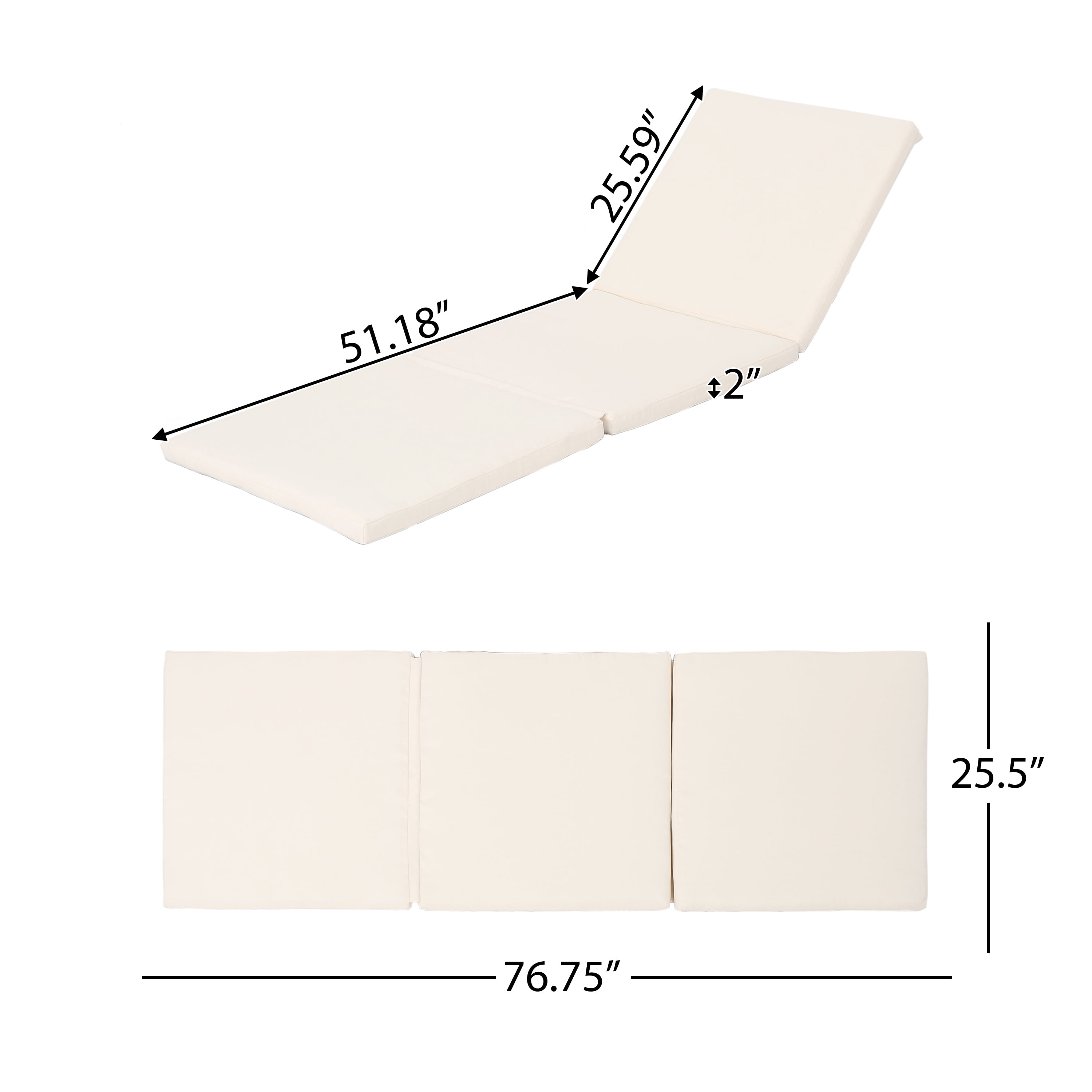 Outdoor Chaise Lounge Replacement Cushion, Soft Rest Pad for Patio Garden, Cream