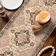 thumbnail image 4 of Beige Boho Short Table Runner 36 Inches Long, Vintage Ethnic Tribe Abstract Art Cotton Linen Table Runners Dresser Scarves, Fabric Tabletop Scarf Furniture Cover for Home Dinner Party Decor 13"x36", 4 of 9
