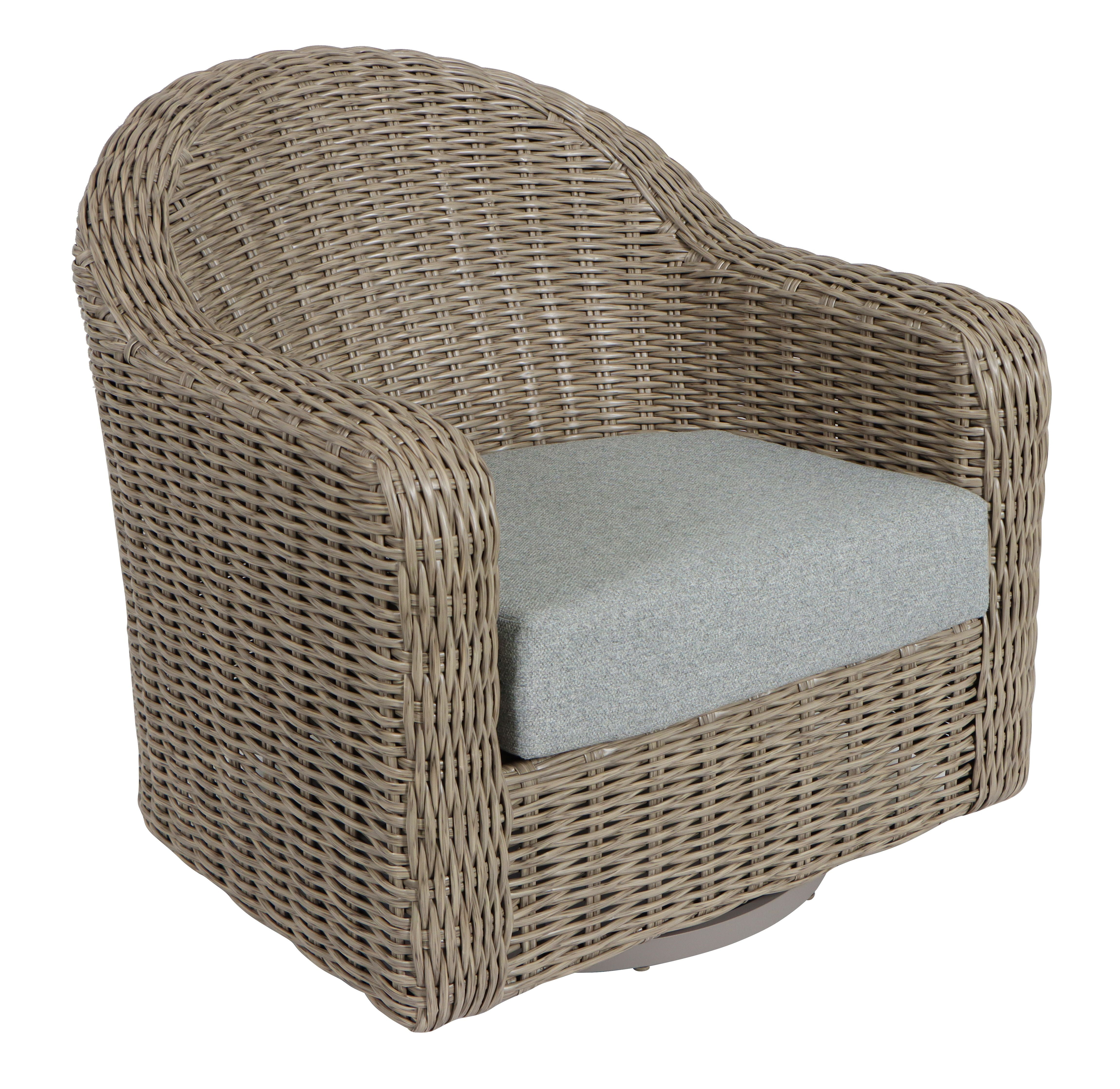 Better Homes & Gardens Bellamy Outdoor 1pk Swivel Glider Chair, Gray Wicker/Gray Cushion