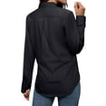 thumbnail image 5 of Siliteelon Women's Black Button Down Dress Shirts Cotton Long Sleeve Blouse Classic Fit Work Business Casual Tops, 5 of 7