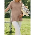 thumbnail image 4 of Weardear 4 Packs Maternity Shirts Crew Neck Batwing Short Sleeve Pregnancy Tunic Tops Split Side Summer T Shirt for Women, 4 of 6