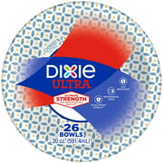 Dixie Ultra Paper Bowls, 20 Oz, Dinner or Lunch Size Printed Disposable Bowls, 26 Count (1 Pack of 26 Bowls)