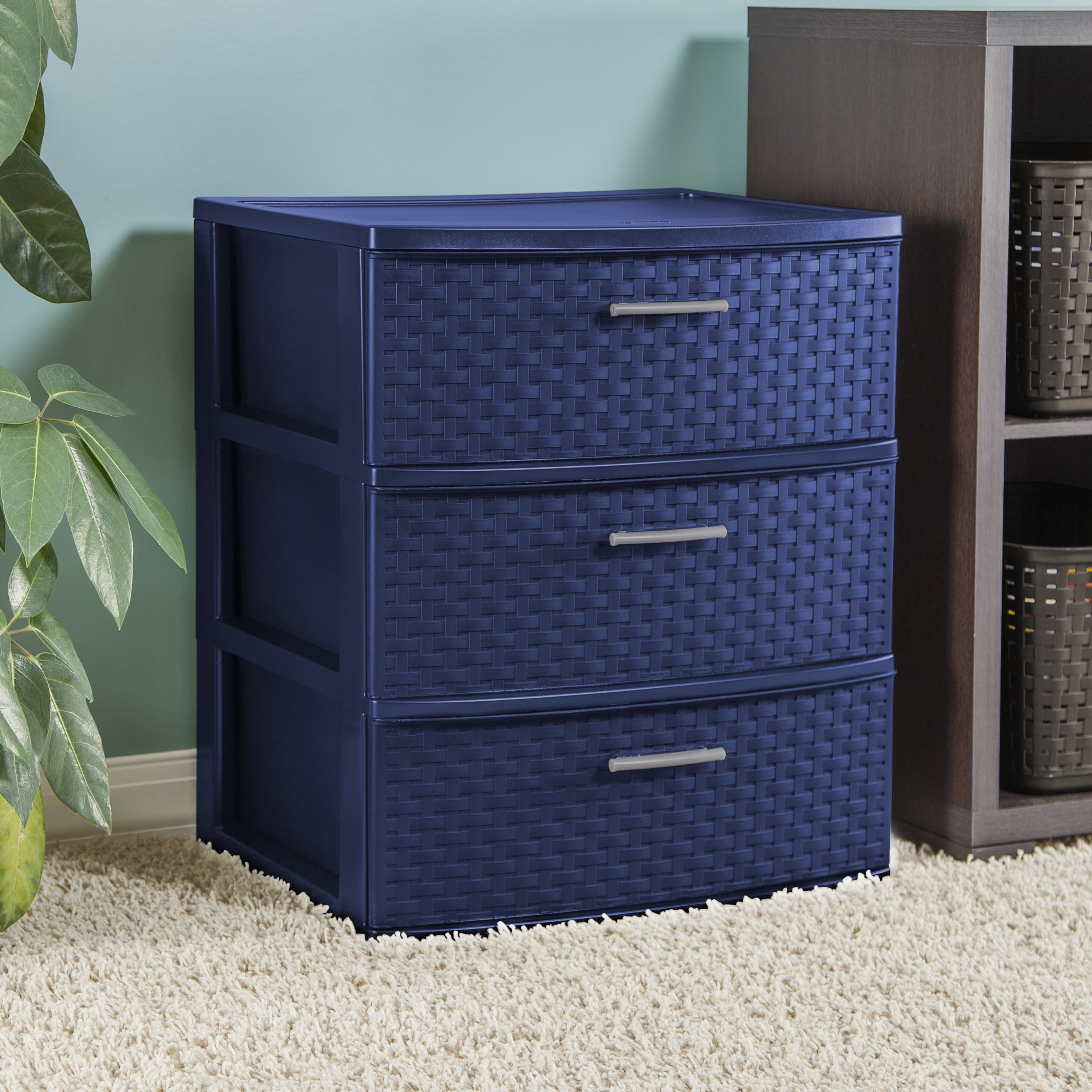 Sterilite 3 Drawer Wide Weave Tower Ultramarine Walmart Com