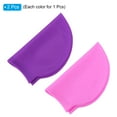 thumbnail image 3 of Unique Bargains Silicone Swim Caps Unisex NonSlip Pool Caps Waterproof Swimming Hats Purple Pink 2 Pack, 3 of 5
