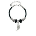 thumbnail image 2 of Delight Jewelry Silvertone Textured Wing Mom Celtic Knot Leather Bead Bracelet, 7"+2" Extender, 2 of 4