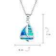 thumbnail image 4 of Bling Jewelry Womens Created Blue Opal Sailboat Pendant Necklace Sterling Silver Nautical Jewelry, 4 of 5
