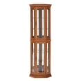thumbnail image 3 of Resenkos Oak Glass Corner Curio Cabinet, 4 Shelves, Lighted Interior, Grand Showcase, 15.35"L x 15.35"W x 69.59"H, 3 of 10