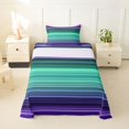 thumbnail image 2 of Castle Fairy Hippie Horizontal Stripe Twin Sheets 3pcs,Boho Thin Line Bedding,Violet Teal Mint,1 Flat Sheet, 1 Fitted Sheet and 1 Pillowcase, 2 of 7