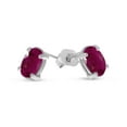 thumbnail image 2 of 14k White Gold Oval Ruby Earrings, 2 of 3