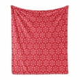 thumbnail image 1 of Christmas Soft Flannel Fleece Throw Blanket, Merry Monochrome Pattern of Snowflake Motif with Dots Winter Image, Cozy Plush for Indoor and Outdoor Use, 50" x 70", Dark Pink White, by Ambesonne, 1 of 5