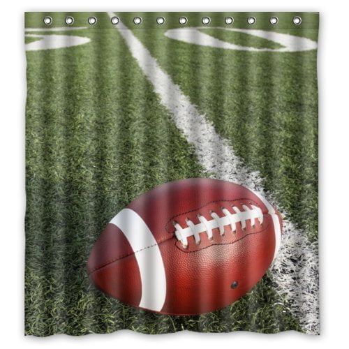 HelloDecor American Football Shower Curtain Polyester Fabric Bathroom