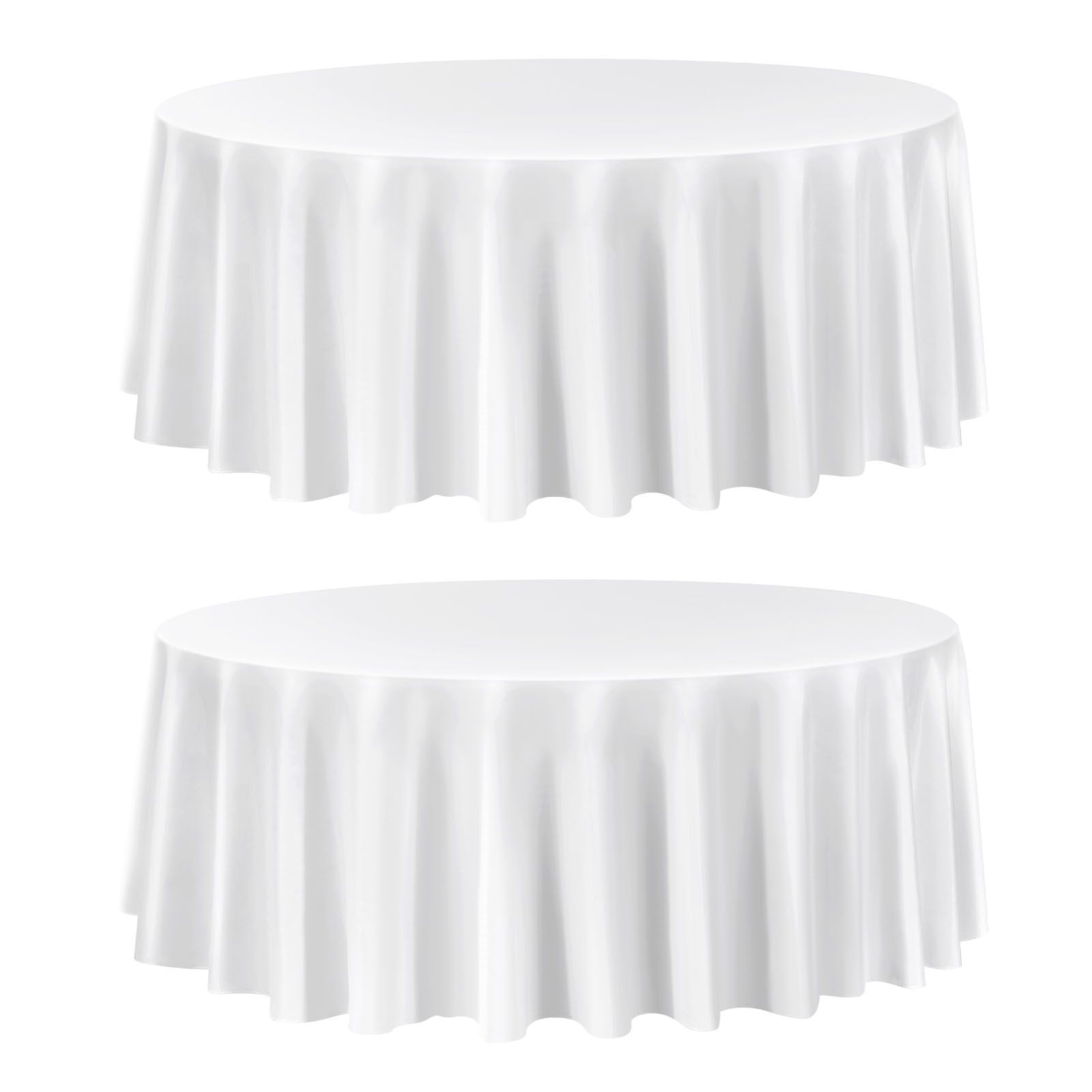 Round Tablecloth 2-Pack 120 Inch Diameter White Polyester for Wedding Party Banquet