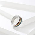 thumbnail image 4 of PAMTIER Unisex Stainless Steel Rotatable Rainbow Stripe Flag Gay Lesbian LGBT Pride Lala Sign Lucky Ring Wedding Promise Band Silver Size 6, 4 of 5