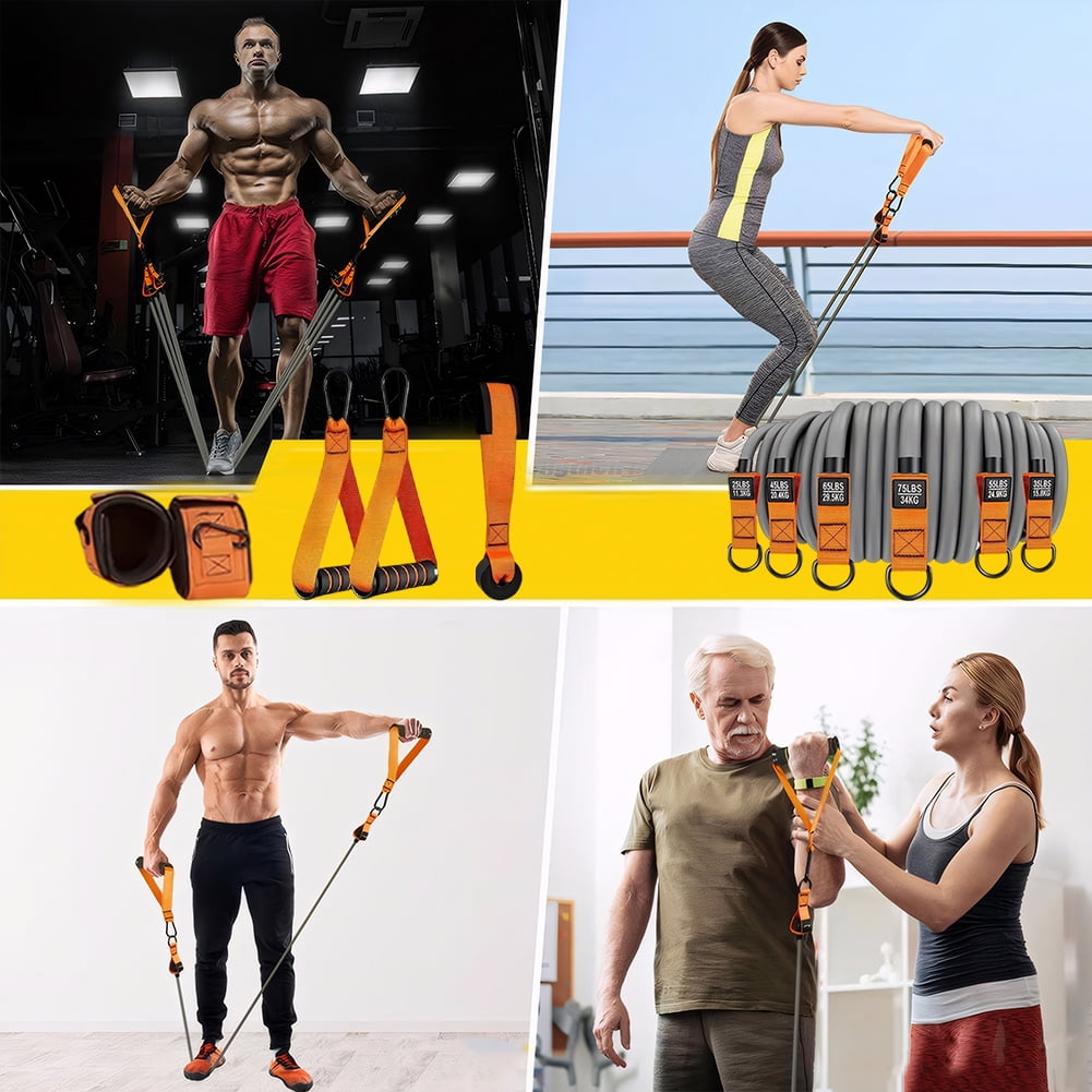 HUISZJ Exercise Bands, Resistance Bands Exercise Bands with Handles, Heavy Duty Fitness Bands Set for Home Workouts (Orange)