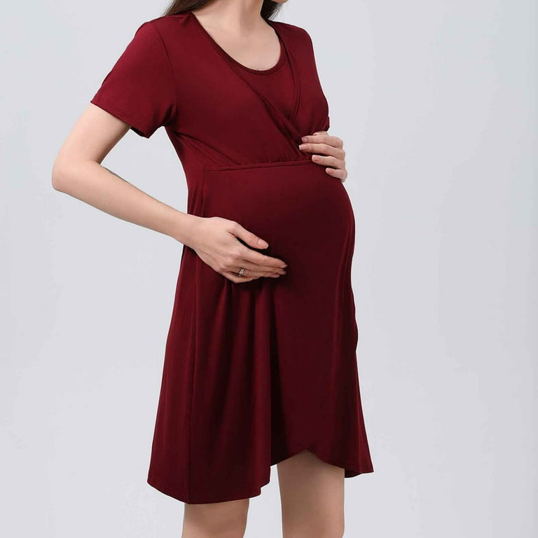 Abtuhar Summer Dresses for Maternity,Beach Dresses for Pregnant Women,Casual Dresses for Maternity Solid Pregnant Short Sleeve Round Neck Dress,Wine,M - Walmart.com Abtuhar Summer Dresses for Maternity,Beach Dresses for Pregnant Women,Casual Dresses for Maternity Solid Pregnant Short Sleeve Round Neck Dress,Wine,M - Walmart.com