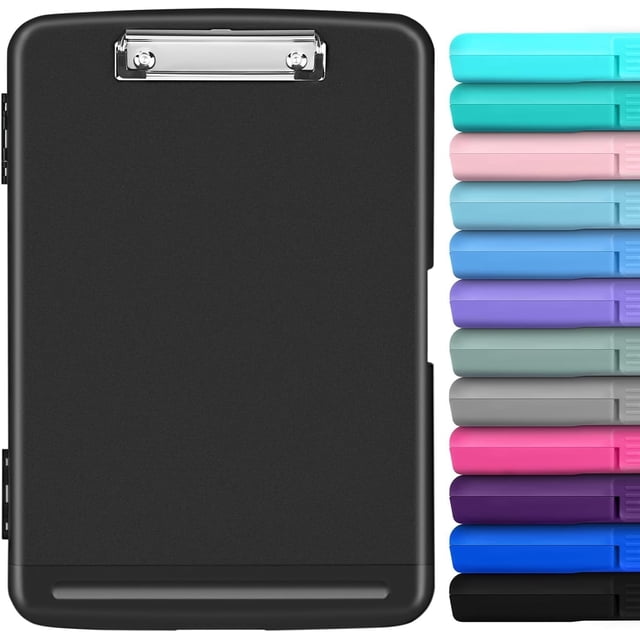 Portapapeles de Almacenamiento, Portapapeles de Plástico, Carpeta del Tablero de Clip de Escritura Suave, Tabla, Caja de Almacenamiento Delgada Portátil para Oficina con Pinza (Negro)