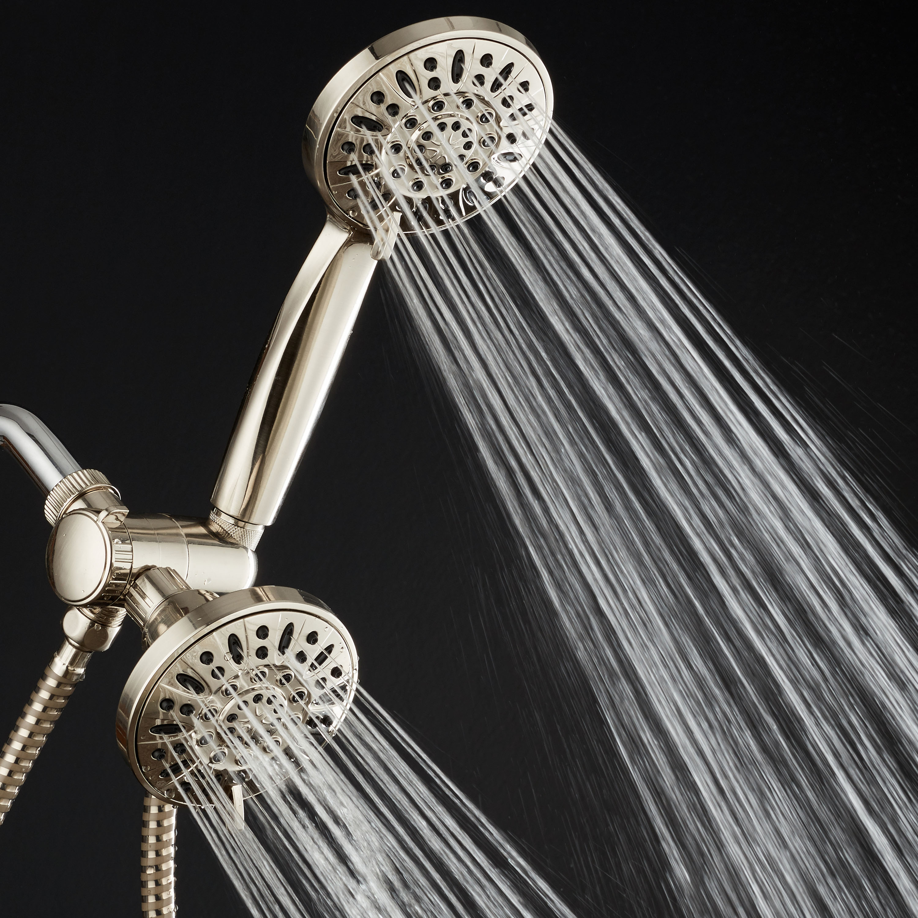 AquaDance High-Pressure 48-Setting Luxury 3-Way Dual Shower Head Combo, Brushed Nickel