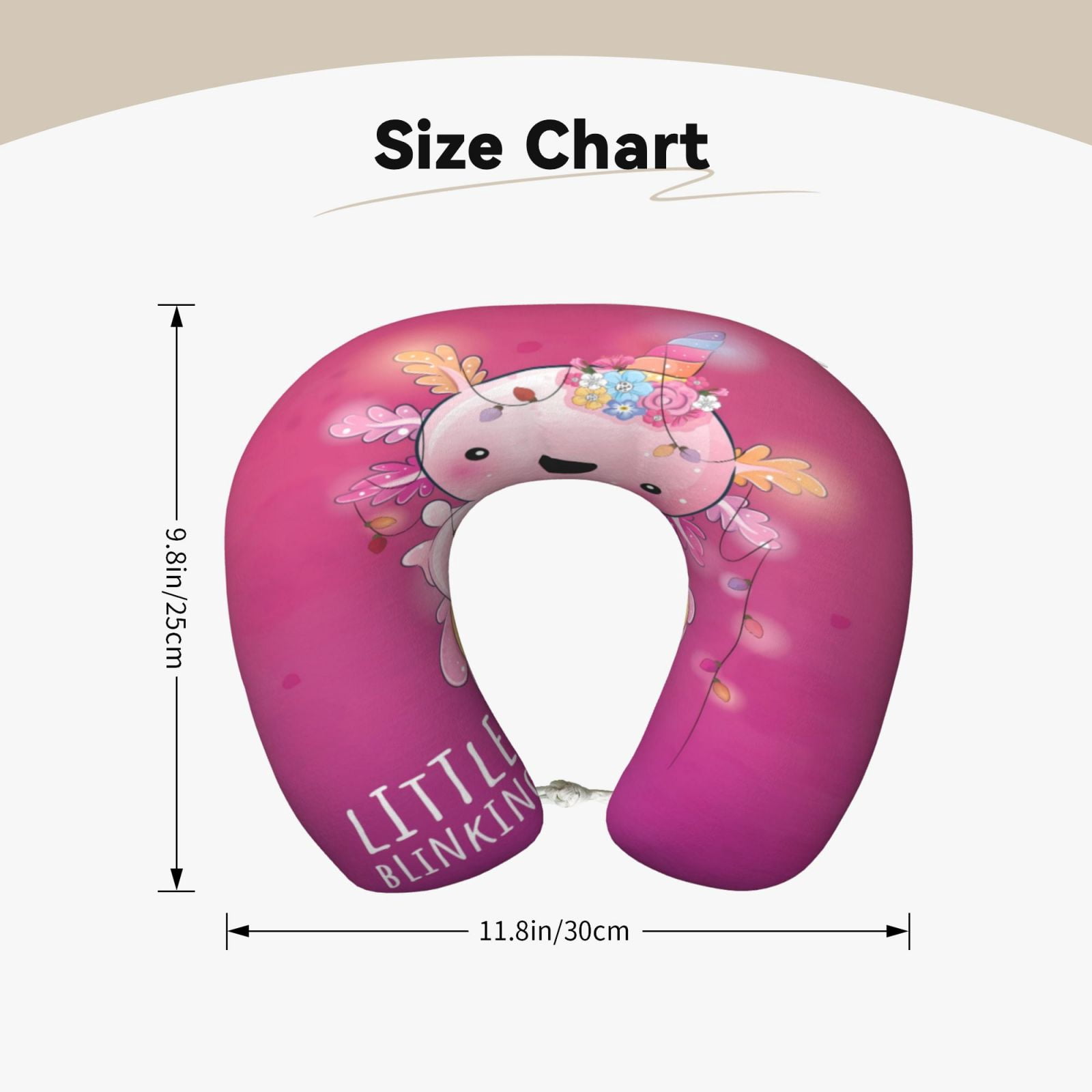 Xecao Cute Pink Axolotl A Print Memory Foam Cervical Neck Pillow Versatile U-Shaped Pillows for Home,Office,Camping,Travelling,Soft Washable Cover