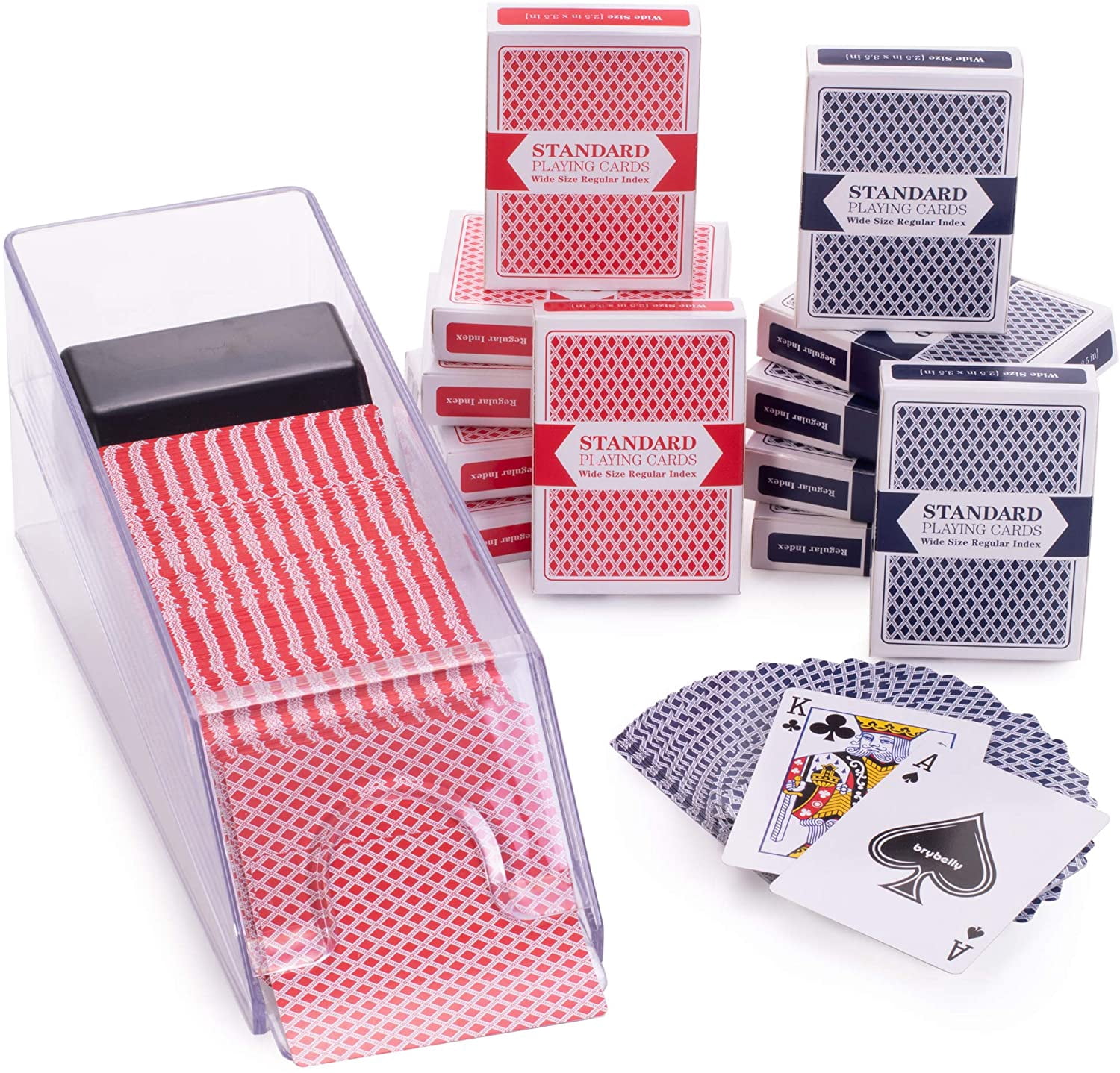 Blackjack Basics Set - Includes Blackjack Dealer Shoe + Discard Tray & 12  Decks of Plastic-Coated Playing Cards (6 Red, 6 Blue) - Casino-style Card  Game.., By Visit the Brybelly Store - Walmart.com