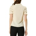 thumbnail image 3 of INSPIRE CHIC Women's Relax Ruffle Cuff Short Sleeve Blouse Bow Tie Collar Blouse, 3 of 7