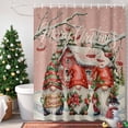 thumbnail image 4 of Shower Curtain 60"W x 72"L Winter Christmas Gnomes Farmhouse Pink Fabric Shower Curtains Set with Hooks Water Repellent Bathroom Curtains Machine Washable Bathroom Accessories, 4 of 9
