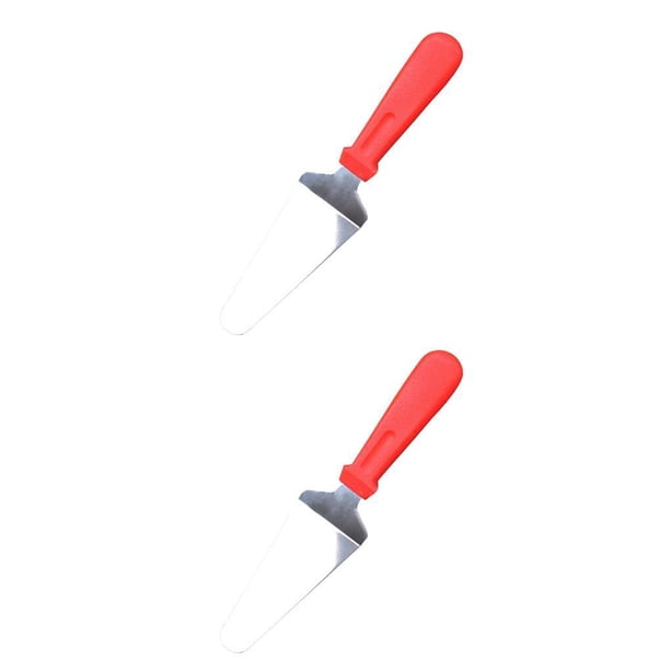 Cateissary Servidor de pastel de acero inoxidable Pizza Pie Pala Espátula Cortador Raspador Cuchillo de corte Rojo 2piezas