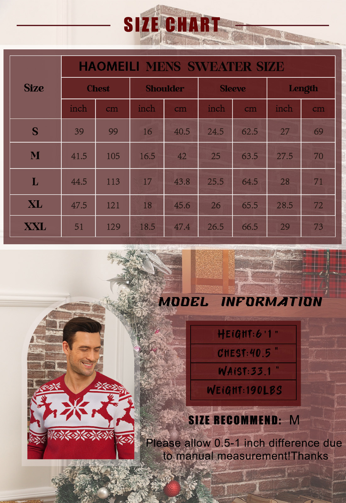 HAOMEILI Men's V-Neck Pullover Sweater photo 6
