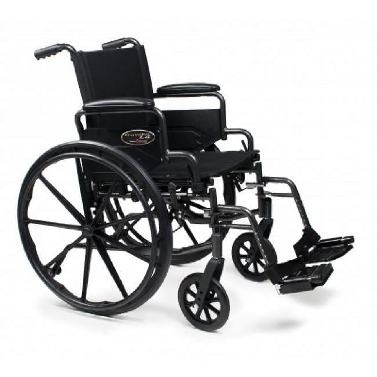 GF Health Products 3F030140 18 x 18 in. Flip Back Full Arm Wheel Chair with Swingaway Footrest, Black
