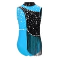 thumbnail image 2 of iixpin Girls Gymnastics Dance Leotard Athletic Bodysuit Tassel Figure Skating Stage Performance Jumpsuit Light Blue 6, 2 of 6
