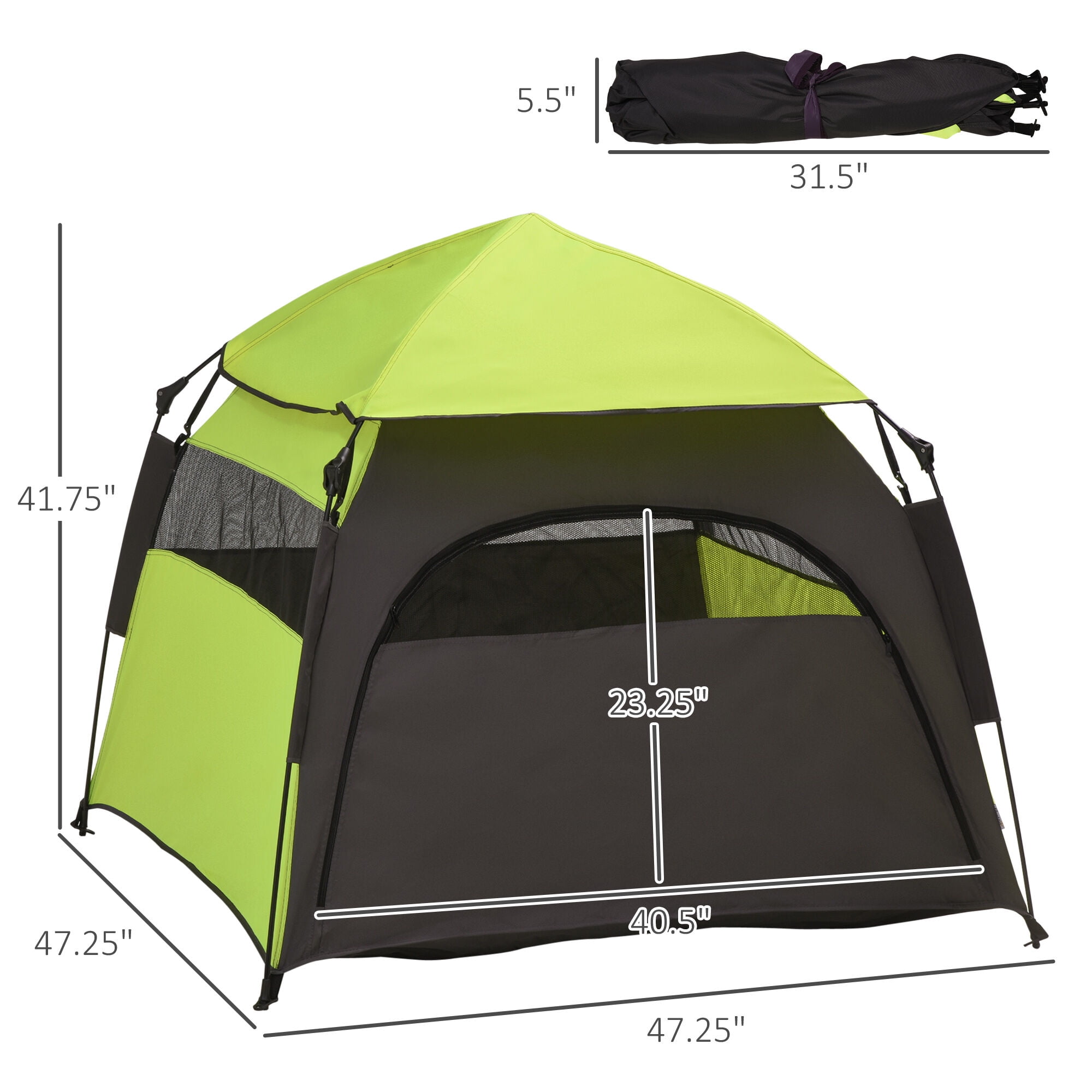 Orthopedic Dog Bed, PawHut Pop Up Dog Tent for Extra Large and Large Dogs, Portable Pet Camping Tent with Carrying Bag for Beach, Backyard, Home, Green, Green Dog Bed,Fabric Cat Bed