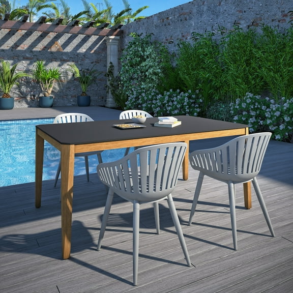 Amazonia Lovaina 5- Piece Black Eucalyptus Wood Outdoor Dining Set