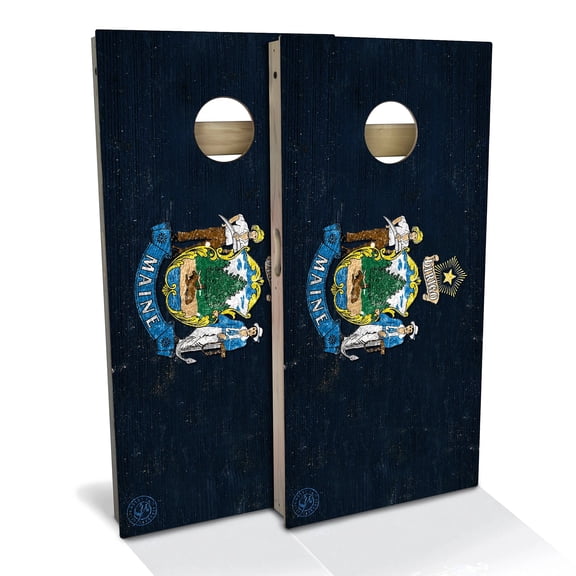 Skip's Garage | Maine Flag Cornhole Board Set | Includes Boards & Bags | Choose Your Size & Accessories