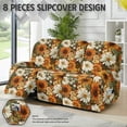 thumbnail image 2 of COEQINE Stretch Recliner Chair Cover Washable Couch Cover Recliner 8 Pieces Polyester Fabric 3 Seater Reclining Slipcover Furniture Protector for Reclining Sofa, Sunflower Floral, 2 of 8