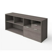 Bestar i3 Plus 72W Credenza with 2 Drawers in bark grey