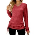 thumbnail image 2 of Aloohaidyvio Tops and Blouses ,Womens Autumn/Winter Long Sleeve V-Neck Loose T-Shirt Long Sleeve Crew-Neck Top, 2 of 4