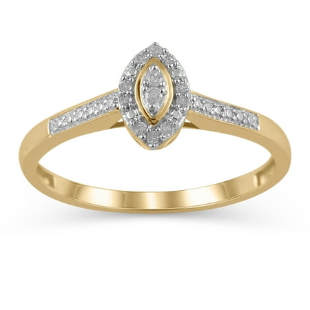 1/20 Carat T.W. JK-I2I3 diamond marquise promise ring in 10K Yellow Gold , Size 9