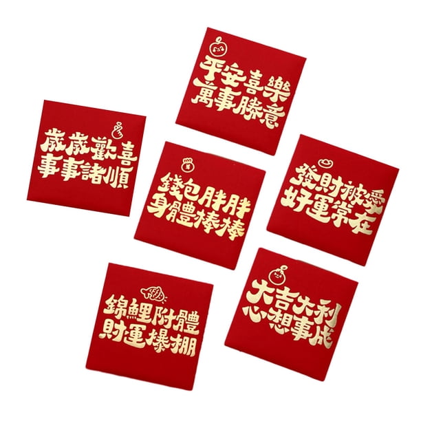 6 sobres rojos pequeños cuadrados del Año Lunar Chino 2024, regalos del Año del Dragón Estilo H
