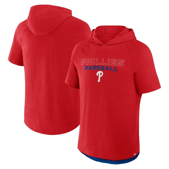 Men's Fanatics Red Philadelphia Phillies Clubhouse Optimal Play Raglan Hoodie T-Shirt